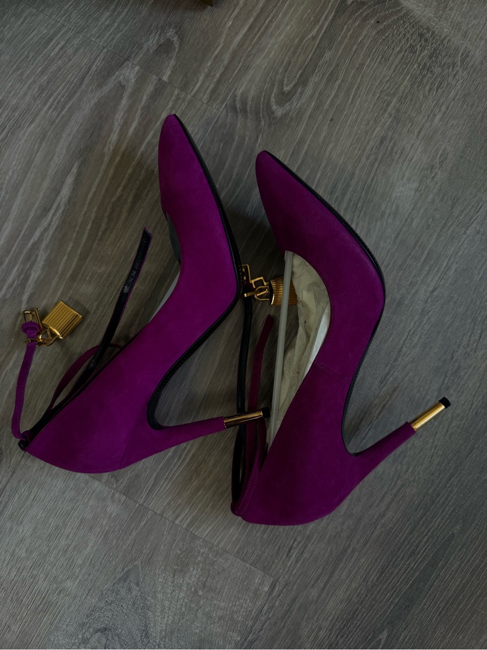New Tomford Purple Suede Padlock Pumps